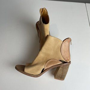 Free People Phoenix Heel Boot Bootie Open Toe Brown Leather Neutral Size EUR 39